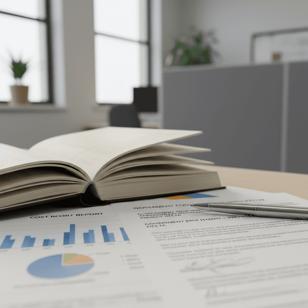 DCAA-compliant accounting system documentation on a desk