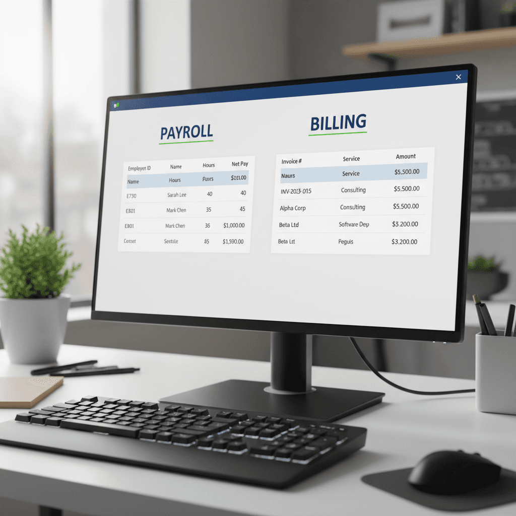 GovCon accounting software interface on a monitor