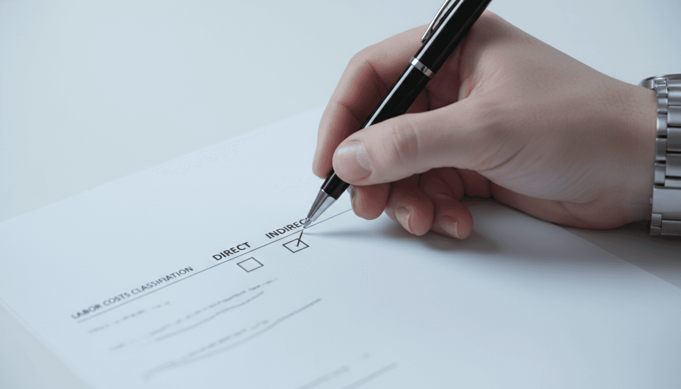 Hand selecting indirect labor code on a form