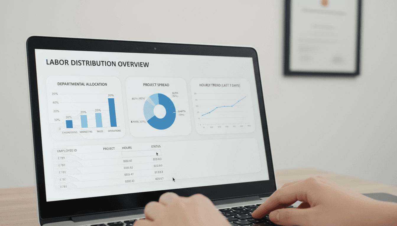 Labor distribution dashboard on laptop
