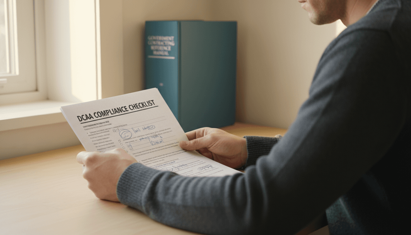 DCAA compliance checklist being reviewed by a specialist