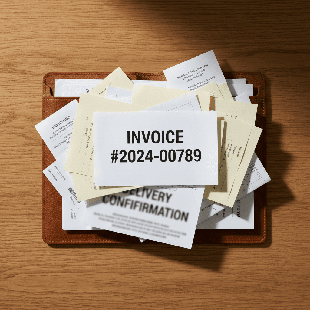 Invoice folder with supporting documents