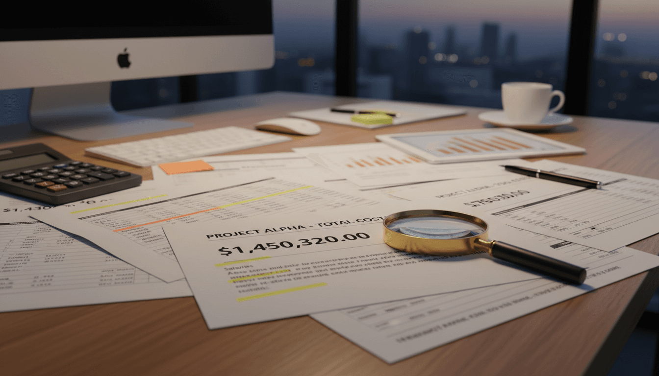 financial documents with cost details