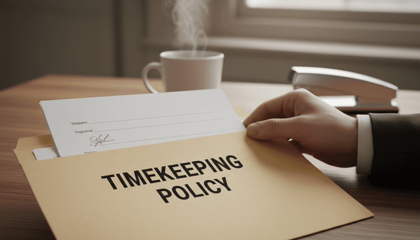 Timekeeping policy document being filed